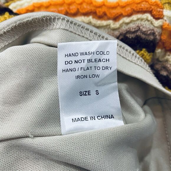 12TH TRIBE S Free Bird Mini Cut Out Dress Crochet Bodycon Stretch Hippie 70s - Picture 13 of 16